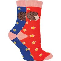 Miss Sparrow - 2er-Pack Mädchen Bambus Tier gemusterte Socken - Igel