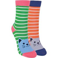 Miss Sparrow - 2er-Pack Mädchen Bambus Tier gemusterte Socken - Kitty Cats