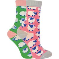 Miss Sparrow - 2er-Pack Mädchen Bambus Tier gemusterte Socken - Schaf