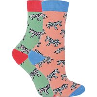Miss Sparrow - 2er-Pack Mädchen Bambus-Tiermuster-Socken - Zebras