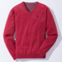 Modischer V-Pullover in 6 Farben Rot Meliert Grösse 48 rot Gr. 48 Herren