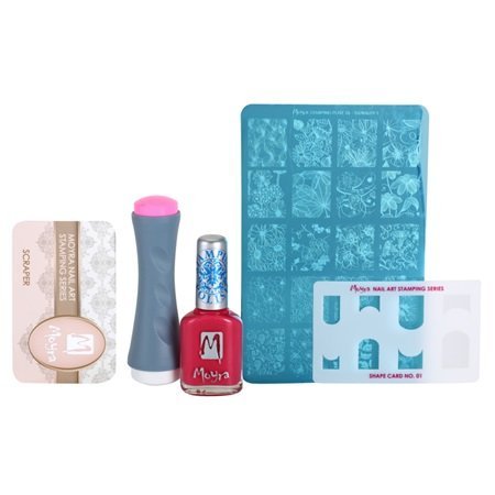 Moyra Nagelstempelset - Starter Kit 6: Gel Nagelstempel-Set mit Platte, Lack, Stempel, Formenkarte und Schaber