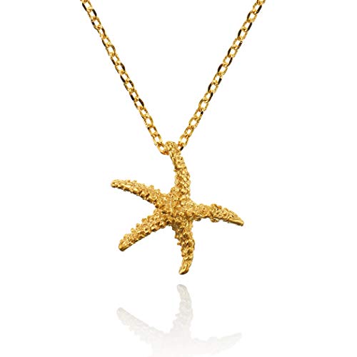 namana Gold Seestern Anhänger mit Halskette fur Damen, gebürstetes Finish, Starfish Anhänger mit Ketten für Frauen und Teenager, Mädchen, Gold Seestern Kette fur Damen, nautischer Schmuck fur Damen von namana