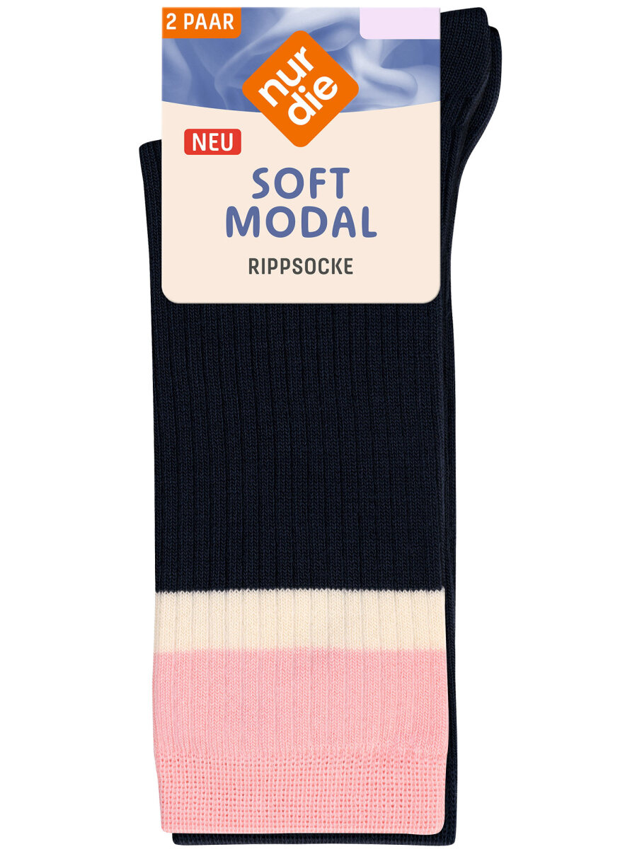 NUR DIE Damen Ripp-Socken Soft Modal 2er Pack