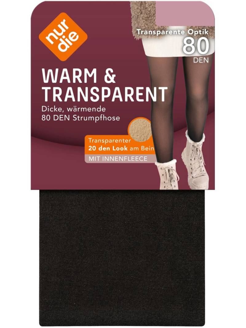 NUR DIE Damen Strumpfhose Warm & Transparent mit wärmendem Innenfleece 80 DEN