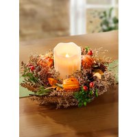 Naturkranz mit LED-Kerze, Natur-braun