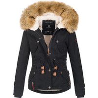 Navahoo Damen Winterjacke Pearl – Kurz-Parka mit Teddyfell & Abnehmbarem Kunstfellkragen