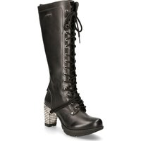 New Rock M-TR005-S1 Kniehohe schwarze Gothic-Stiefel mit hohem Absatz für Damen