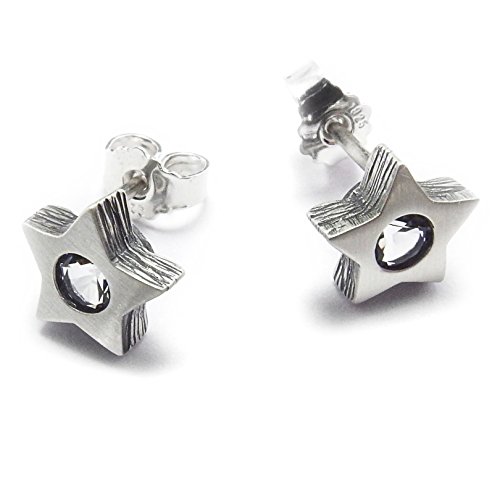 Nord-Form Ohrstecker in Sternform mit Bergkristall aus 925/ Silber