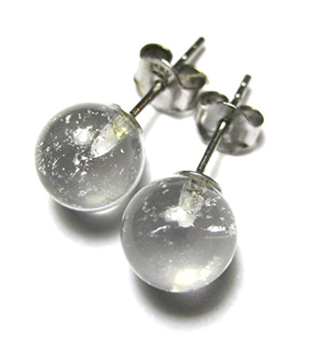 Ohrstecker Bergkristall, Kugelform, Durchmesser 8mm. Die Stecker-Schalen und Gegenstecker sind aus Silber.
