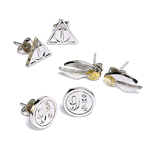 The Carat Shop HARRY POTTER Symbols Damen-Ohrringe-Set, silberfarben, único, Zink Synthetik, Ohne Edelstein von The Carat Shop