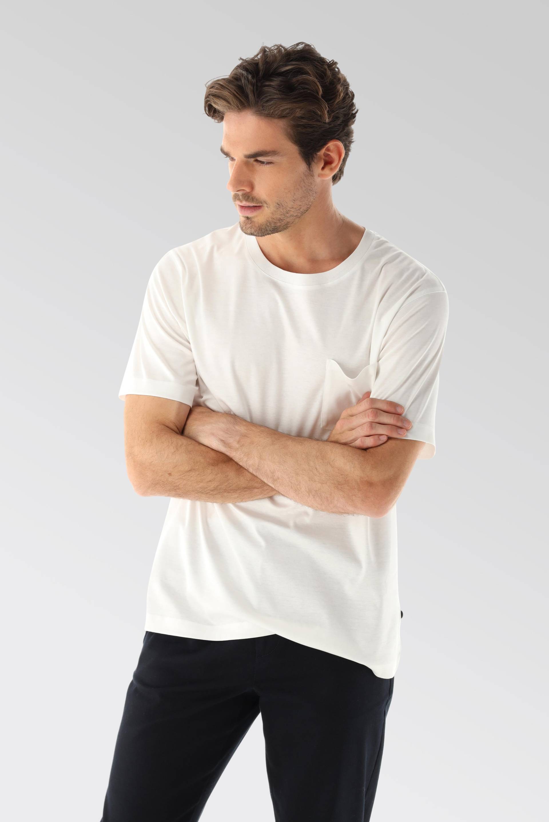 Oversize Jersey T-Shirt mit Brusttasche weiß von van Laack