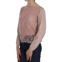 PINK MEMORIES Frauen Bluse mit langen Ärmeln aus pinker Spitzen-Transparenz PINK MEMORIES Frauen Bluse mit langen Ärmeln aus pinker Spitzen-Transparenz
