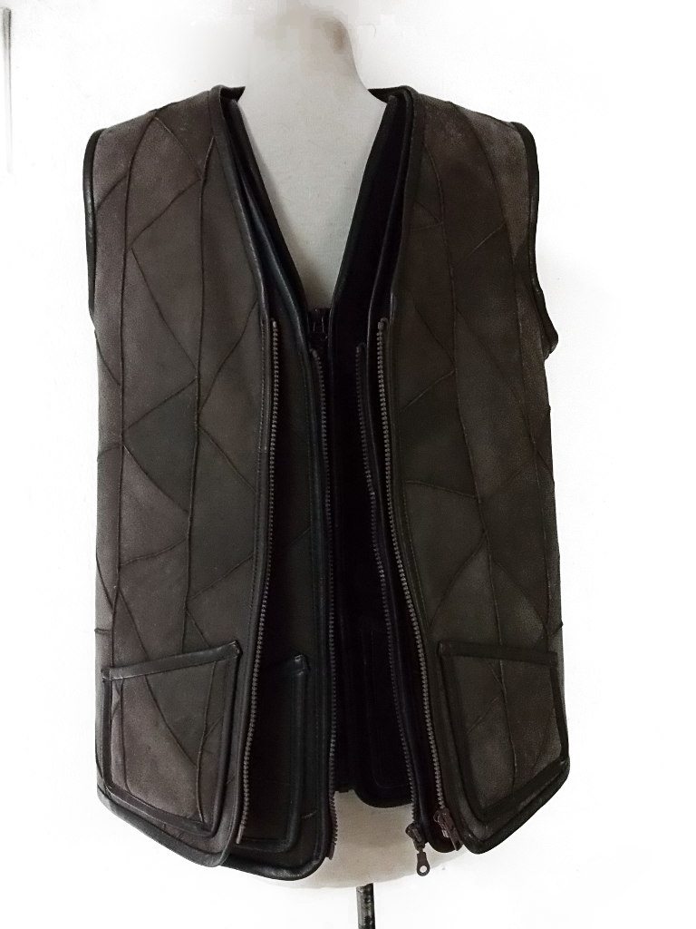Patchworkweste mit V-Ausschnitt Braun 50