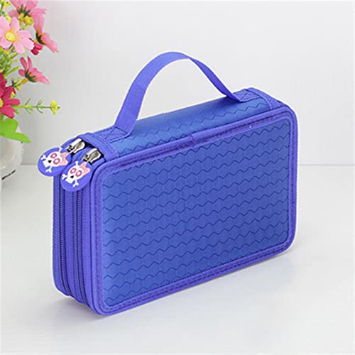 Pencil case 36/48/72 Löcher Oxford School Bleistift Hülle Kreative Zeichnung von Kapazität Zeichnung Pen Bag Box Kinder Multifunktion Stationery Beutel Versorgung (Color : Blue-2 Layers)