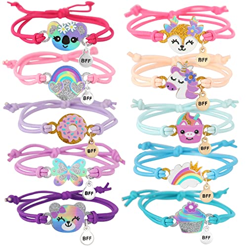 Pinkgarden 10 Stück Freundschaft Armband für Kinder, Einhorn Regenbogen Koala Süßes Tier Armbänder Set Schmuck Set Handgemacht Mädchen Armband, Bestes Geschenk Party Gunst