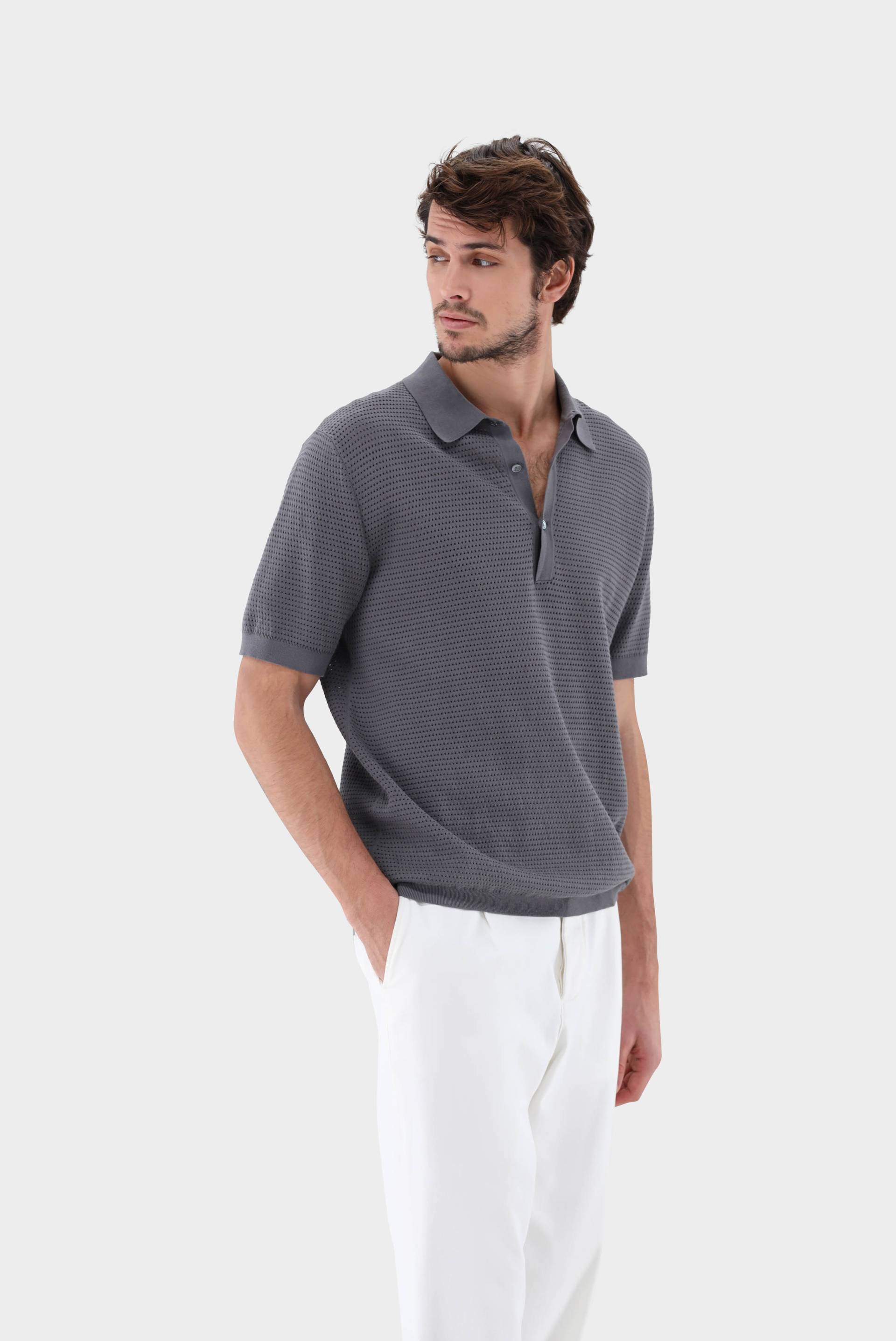 Polo Shirt mit Netzstruktur aus Air Cotton von van Laack