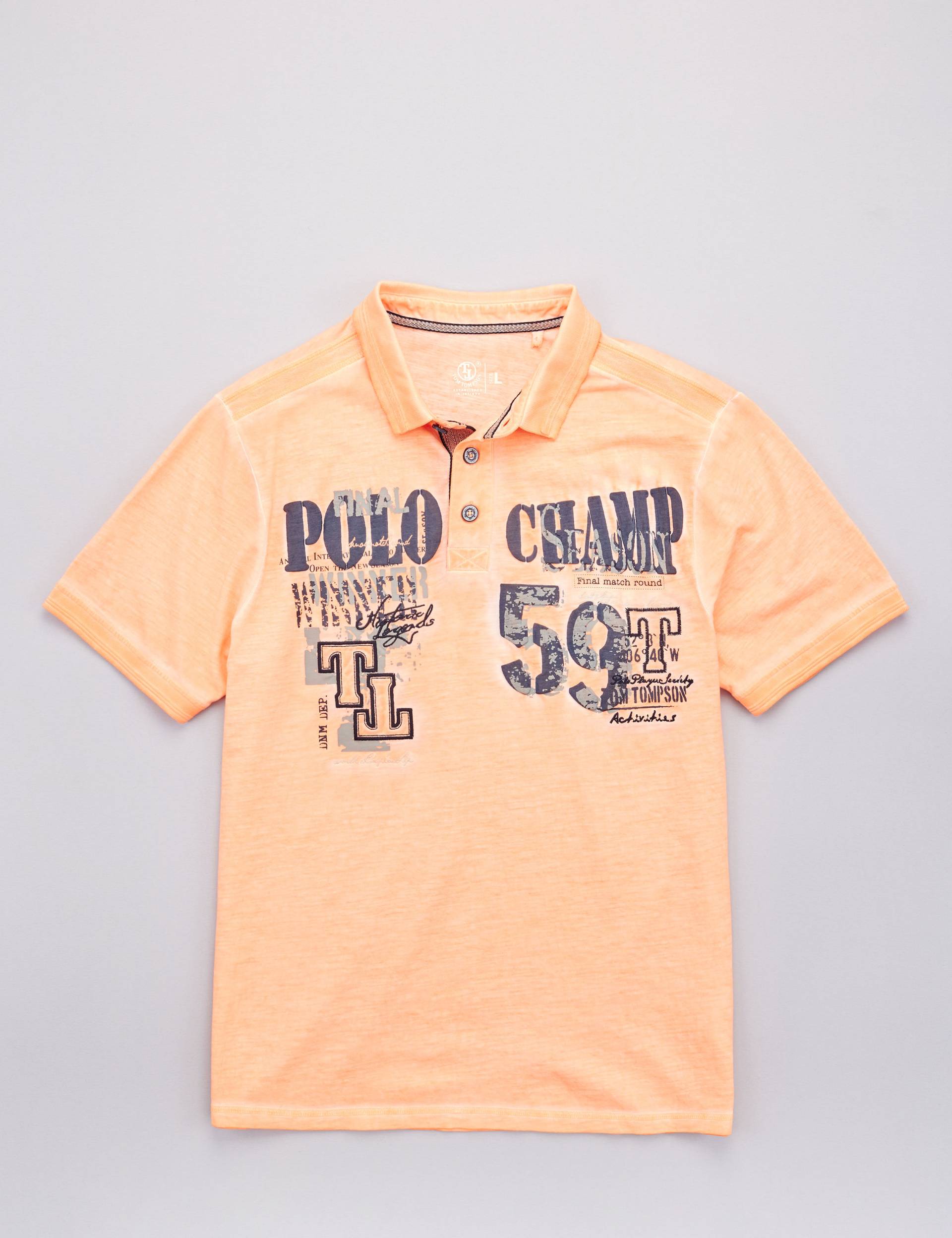 Polo-Shirt: Slub-Jersey/Front-Print von Jeans Fritz