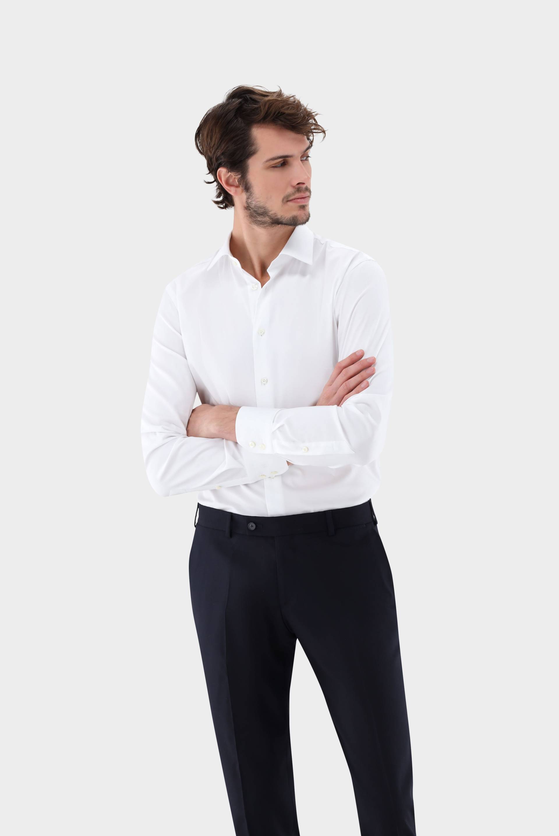 Popeline Hemd Slim Fit weiß von van Laack