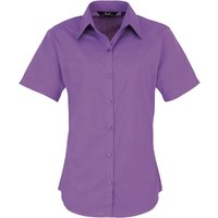 Premier Damen Kurzarm Popeline Bluse / Arbeitshemd (Kräftiges Violett)