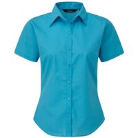 Premier Damen Kurzarm Popeline Bluse / Arbeitshemd (Türkis)
