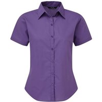 Premier Damen Kurzarm Popeline Bluse / Arbeitshemd (Violett)
