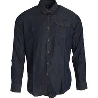 Premier Herren Jeans Naht Langarm Denim Hemd (Indigo Denim)