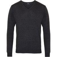 Premier Herren Strick-Pullover mit V-Ausschnitt (Anthrazit)