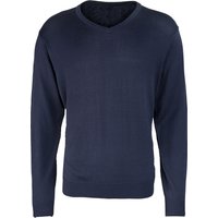 Premier Herren Strick-Pullover mit V-Ausschnitt (Marineblau)