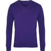 Premier Herren Strick-Pullover mit V-Ausschnitt (Violett)