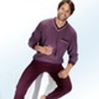 Pyjama mit V-Ausschnitt Brusttasche und Bündchenabschlüssen Kastanie-Bunt Grösse 58 kastanie/bunt Gr. 58 Herren