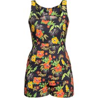 Queen Kerosin Damen Jumpsuit Hibiskus Black mehrfarbig