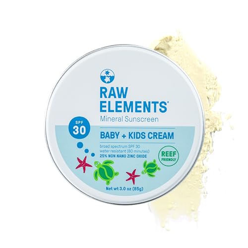 Raw Elements Baby + Kids LSF 30 Bio-Sonnencreme Lotion ohne Nano-Zinkoxid, griffsicher, tierversuchsfrei, sanft und feuchtigkeitsspendend, Zero Waste Dose, 85 ml Raw Elements Baby + Kids LSF 30 Bio-Sonnencreme Lotion ohne Nano-Zinkoxid, griffsicher, tierversuchsfrei, sanft und feuchtigkeitsspendend, Zero Waste Dose, 85 ml von Raw Elements