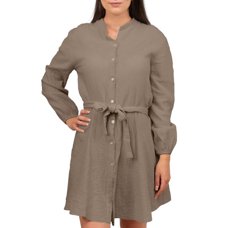 Reichstadt Oversized Sommerkleid Damen Musselin 25RSW075 Taupe One Size