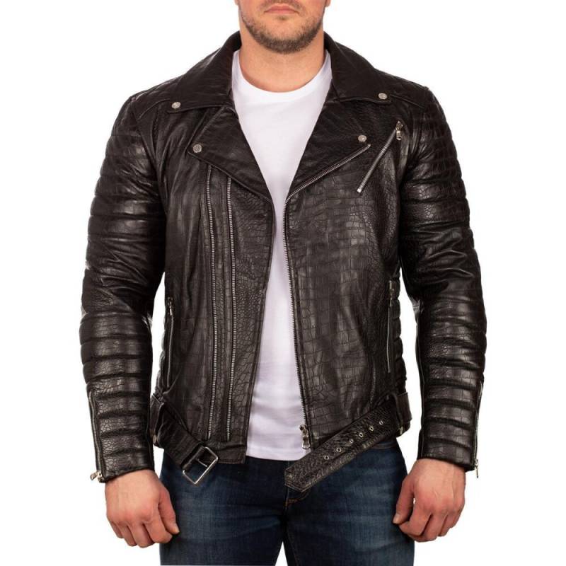 Reichstadt Slim Fit Echtleder Jacke Crocodile Herren Silver Zipper 20RS23LUX Black XS Reichstadt Slim Fit Echtleder Jacke Crocodile Herren Silver Zipper 20RS23LUX Black XS