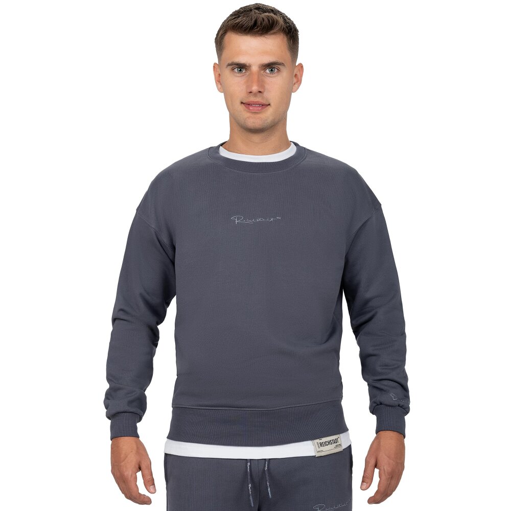 Reichstadt regular fit Pullover Herren Logo-Stitching Anthracite 3XL - 23RS037