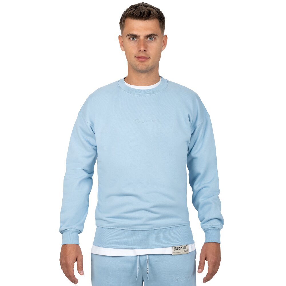 Reichstadt regular fit Pullover Herren Logo-Stitching Baby Blue 4XL - 23RS037