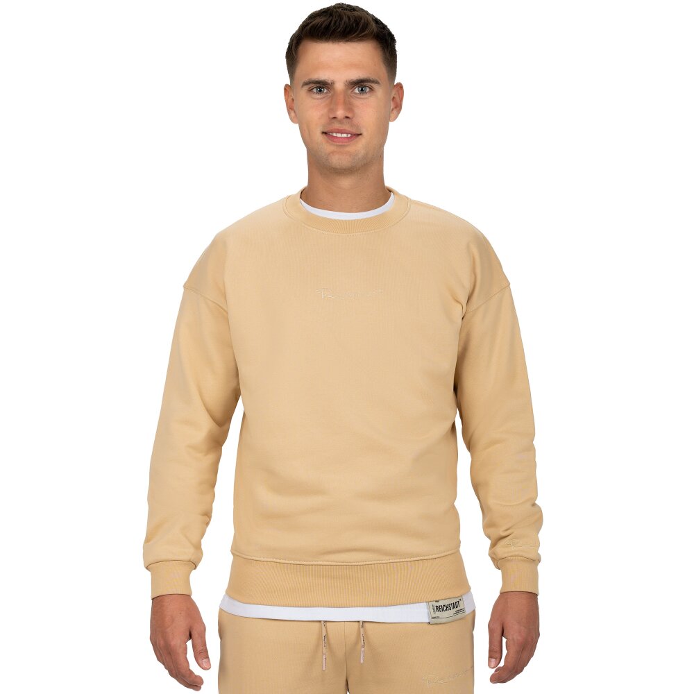 Reichstadt regular fit Pullover Herren Logo-Stitching Beige 3XL - 23RS037