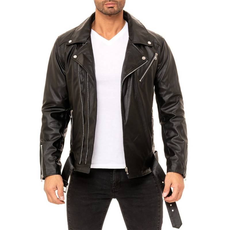 Reichstadt Slim Fit Echtlederjacke Herren Silver Zipper 19RS018 Black XS Reichstadt Slim Fit Echtlederjacke Herren Silver Zipper 19RS018 Black XS