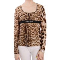 Roberto Cavalli Braune Runde Hals Leopard Damen Bluse