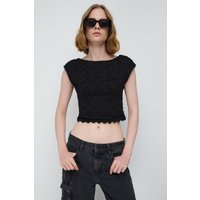 Rückenfreies Spitzen Kurzarm Crop Top