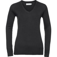 Russell Collection Damen/Damen V-Ausschnitt gestrickt Pullover Sweatshirt (Schwarz)