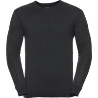 Russell Collection Herren V-Ausschnitt gestrickt Pullover Sweatshirt (Schwarz)