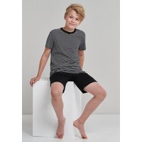 Schlafanzug kurz Organic Cotton Ringel schwarz - Nightwear 140 von Schiesser