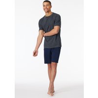 Schlafanzug kurz Streifen anthrazit - Casual Essentials 48 von Schiesser