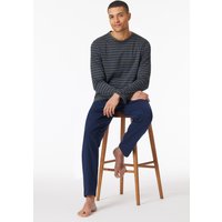 Schlafanzug lang Streifen anthrazit - Casual Essentials 50 von Schiesser
