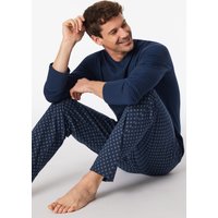 Schlafanzug lang V-Ausschnitt admiral - Casual Essentials 50 von Schiesser