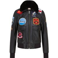Schwarze A2 Top Gun Leder-Bomberjacke für Damen – Sunbury