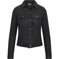 Schwarze Trucker-Jeansjacke aus Leder f�r Damen � Doha