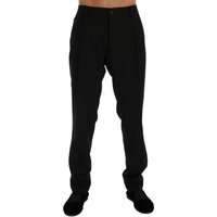 Schwarze gestreifte Wollmischung Anzughose für Herren